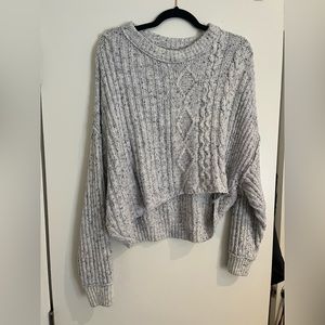 Free People Grey Multicolor Slouchy Cropped Sweater